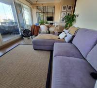 Espacioso y muy soleado living, se conecta con la terraza, a través de amplios ventanales. 