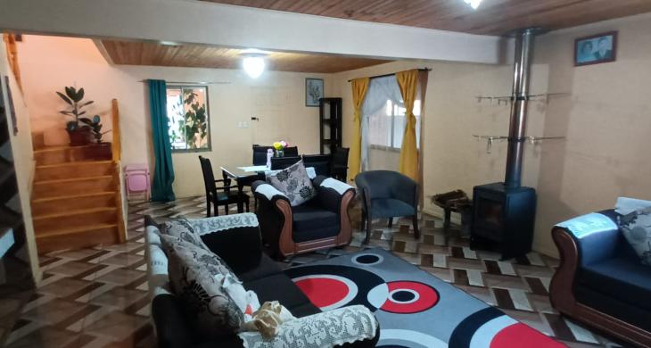 GRAN LIVING COMEDOR CON ESTUFA A LEÑA COMBUSTION LENTA