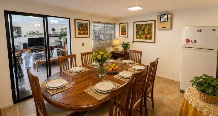 AMPLIA COCINA COMEDOR QUE CONECTA CON  LA COCINA POR UN LADO Y POR OTRO CON UNA GRAN SALA DE ESTAR EN EL PRIMER PISO