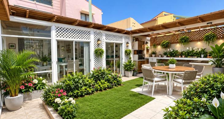 ESPACIOSO Y LUMINOSO PATIO QUE CONECTA CON EL QUINCHO Y LA TERRAZA DEL INMUEBLE