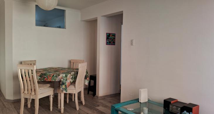 Living- comedor, entrada hacia los dormitorios y baño 