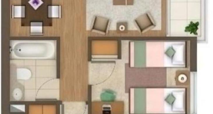 Plano comercial (2 Dormitorios + 2 Baños)