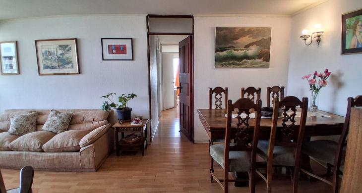 vista hacia living comedor y pasillo de distribución al poniente, donde están los dormitorios